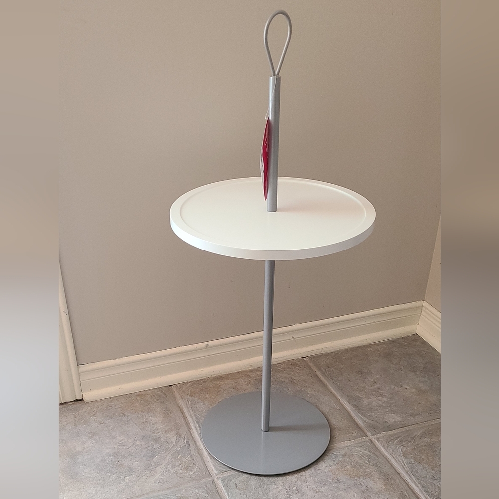 Inspire White and Gray Minimalist Side Table